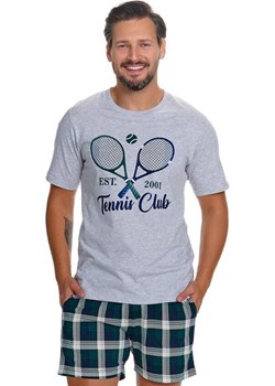 Doctor Nap bawełniana piżama męska PMB.7401.TENNIS, Kolor szary-wzór, Rozmiar L, Doctor Nap ze sklepu Primodo w kategorii Piżamy męskie - zdjęcie 189133732