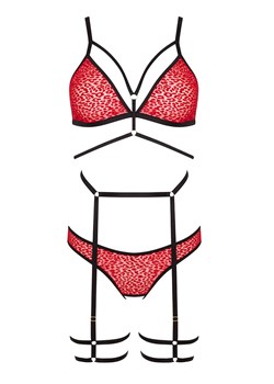 Komplet damski koronkowy czerwono czarny Porigelia Set, Kolor czerwono-czarny, Rozmiar S/M, Passion ze sklepu Intymna w kategorii Komplety bielizny damskiej - zdjęcie 189134502