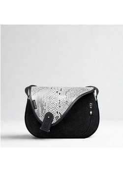 beżowo czarna torebka damska skórzana na ramię  Mouse ze sklepu Słoń Torbalski w kategorii Listonoszki - zdjęcie 189136501