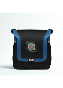 torebka damska skórzana Pawie Pióro na ramię czarno-niebieska ze sklepu Słoń Torbalski w kategorii Listonoszki - zdjęcie 189136503