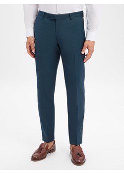 JOOP! Spodnie z zawartością wełny - Blayr Mężczyźni Slim Fit petrol wypukły wzór tkaniny ze sklepu vangraaf w kategorii Spodnie męskie - zdjęcie 189136943