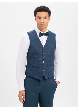 JOOP! Męska kamizelka modułowa z zawartością wełny - Weazer Mężczyźni Regular Fit granatowy wzorzysty ze sklepu vangraaf w kategorii Kamizelki męskie - zdjęcie 189136944