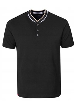Koszulka Męska (T-Shirt) na Stójce z Guzikami - Pako Jeans - Czarna TSPJNSlumaoCZ ze sklepu JegoSzafa.pl w kategorii T-shirty męskie - zdjęcie 189136970