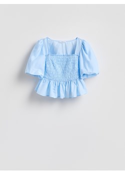 Reserved - Bluzka z bufiastymi rękawami - jasnoniebieski ze sklepu Reserved w kategorii Bluzki damskie - zdjęcie 189137102