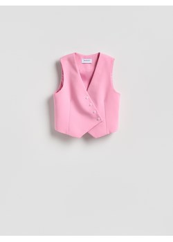 Reserved - Asymetryczna kamizelka garniturowa - różowy ze sklepu Reserved w kategorii Kamizelki damskie - zdjęcie 189138540