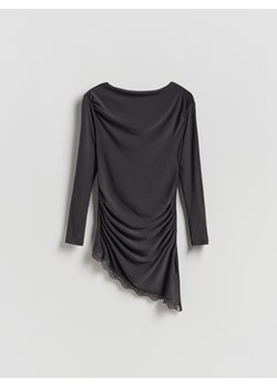 Reserved - Asymetryczna bluzka - ciemnoszary ze sklepu Reserved w kategorii Bluzki damskie - zdjęcie 189138654