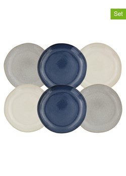 Ard'time Talerzyki deserowe (6 szt.) w kolorze niebiesko-szaro-kremowym - Ø 20,5 cm ze sklepu Limango Polska w kategorii Naczynia - zdjęcie 189140581