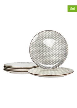 Ard'time Talerzyki deserowe (6 szt.) "Slow" w kolorze biało-szarym - Ø 21 cm ze sklepu Limango Polska w kategorii Naczynia - zdjęcie 189140774