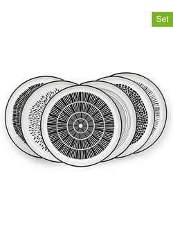 Ard'time Talerze obiadowe (6 szt.) "Yucatan" w kolorze biało-czarnym - Ø 26,5 cm ze sklepu Limango Polska w kategorii Naczynia - zdjęcie 189141014