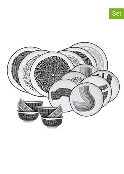 Ard'time 18-częściowy zestaw "Yucatan" w kolorze biało-czarnym ze sklepu Limango Polska w kategorii Naczynia - zdjęcie 189141034