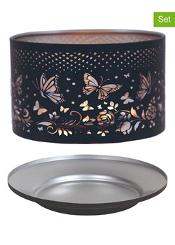 Woodbridge 2-częściowy zestaw "Butterfly" w kolorze srebrno-czarnym - Ø 15 cm ze sklepu Limango Polska w kategorii Świeczniki - zdjęcie 189142154