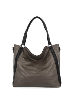 Torebka Damska Shopper Bag XL firmy Hernan HB0337 Szara/Czarna ze sklepu PaniTorbalska w kategorii Torby Shopper bag - zdjęcie 189143270