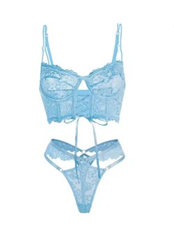 Gorsetowy zestaw bielizny - Niebieski S ze sklepu Intimica.pl w kategorii Komplety bielizny damskiej - zdjęcie 189146492