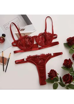 Klasyczny koronkowy komplet bielizny - Bordowy S ze sklepu Intimica.pl w kategorii Komplety bielizny damskiej - zdjęcie 189146501