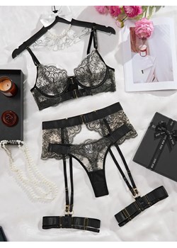 Seksowany zestaw bielizny z paskami - Czarny M ze sklepu Intimica.pl w kategorii Komplety bielizny damskiej - zdjęcie 189146592