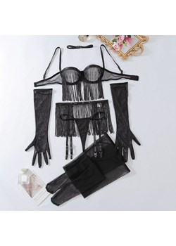 Zestaw bielizny z ozdobnymi frędzlami - Czarny S ze sklepu Intimica.pl w kategorii Komplety bielizny damskiej - zdjęcie 189146600