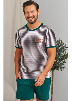 Doctor Nap piżama męska w paski PMB.7404.CHOCO_GREEN, Kolor brązowo-zielony, Rozmiar M, Doctor Nap ze sklepu Intymna w kategorii Piżamy męskie - zdjęcie 189147093