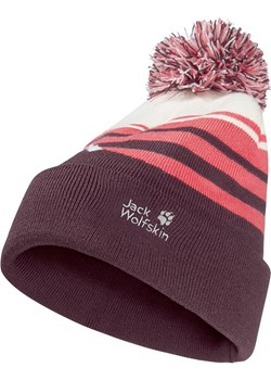 Jack Wolfskin Czapka "Stripy Pompom" w kolorze jagodowo-różowo-kremowym ze sklepu Limango Polska w kategorii Czapki dziecięce - zdjęcie 189151333