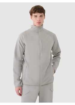 Męska bluza ze stójką rozpinana bez kaptura 4F 4FWSS25TSWSM1751 - szara ze sklepu Sportstylestory.com w kategorii Bluzy męskie - zdjęcie 189159612