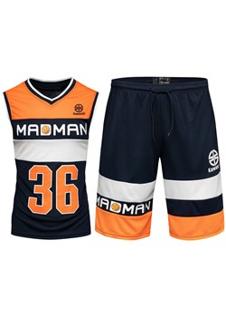 Komplet sportowy granatowo-pomarańczowy męski na lato Recea ze sklepu Recea.pl w kategorii Spodenki męskie - zdjęcie 189159742