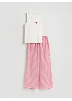 Reserved - Dwuczęściowa piżama z haftem - czerwony ze sklepu Reserved w kategorii Piżamy damskie - zdjęcie 189160850