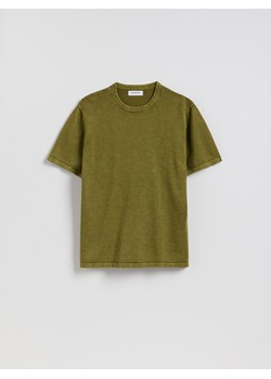 Reserved - Bawełniany sweter z krótkim rękawem - oliwkowy ze sklepu Reserved w kategorii Swetry męskie - zdjęcie 189161033