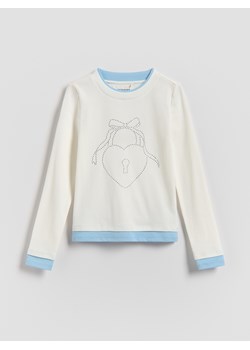 Reserved - Bluzka z cyrkoniami - złamana biel ze sklepu Reserved w kategorii Bluzki dziewczęce - zdjęcie 189161251