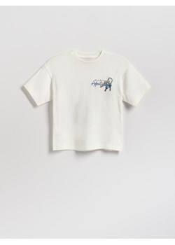 Reserved - Bawełniany t-shirt z nadrukiem - biały ze sklepu Reserved w kategorii T-shirty chłopięce - zdjęcie 189161310
