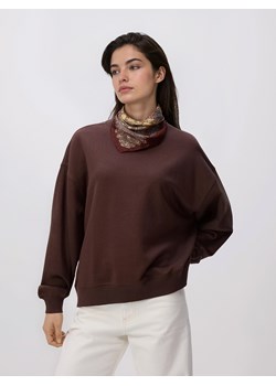 Reserved - Gładka bluza z bawełną - ciemnobrązowy ze sklepu Reserved w kategorii Bluzy damskie - zdjęcie 189170670