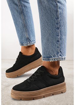 Czarne Sneakersy na Grubej Podeszwie z Tłoczeniami Try to Forget ze sklepu born2be.pl w kategorii Trampki damskie - zdjęcie 189170841