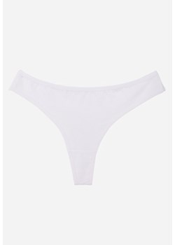 Białe Gładkie Majtki Stringi z Bawełną Chrysile ze sklepu renee.pl w kategorii Majtki damskie - zdjęcie 189171633
