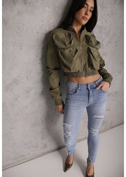 Niebieskie Jeansy Slim z Bawełny Ozdobione Przetarciami Vikiania ze sklepu renee.pl w kategorii Jeansy damskie - zdjęcie 189171784