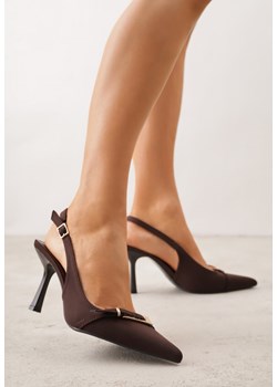 Brązowe Sandały Slingback na Klepsydrowym Obcasie Zdobione Klamerką Skodrifa ze sklepu renee.pl w kategorii Czółenka - zdjęcie 189171902
