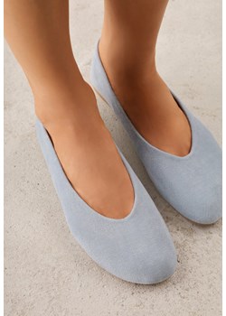 Niebieskie Balerinki z Imitacji Zamszu w Stylu Basic Saraphiele ze sklepu renee.pl w kategorii Balerinki - zdjęcie 189172054