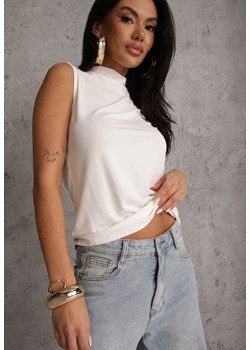 Biała Bluzka Top Bez Rękawów ze Stójką Nedire ze sklepu renee.pl w kategorii Bluzki damskie - zdjęcie 189172111