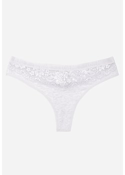 Szare Majtki Typu Stringi z Bawełną i Koronką Zeliche ze sklepu renee.pl w kategorii Majtki damskie - zdjęcie 189172132