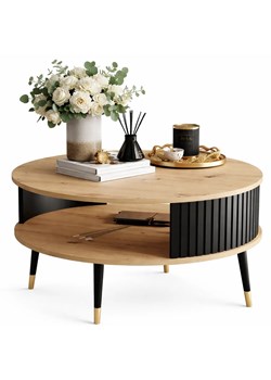 Okrągły nowoczesny stolik kawowy dąb artisan F9-K28 ze sklepu Edinos.pl w kategorii Stoliki kawowe - zdjęcie 189172521