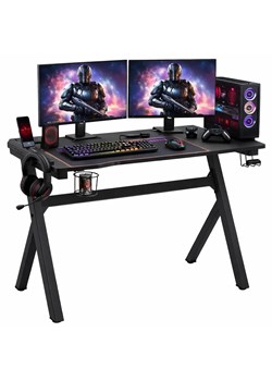 Czarne biurko gamingowe z podświetleniem LED C0-N68 ze sklepu Edinos.pl w kategorii Biurka i sekretarzyki - zdjęcie 189172522