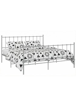 Szare metalowe łóżko małżeńskie 200x200 cm N8-F57 ze sklepu Edinos.pl w kategorii Łóżka i materace - zdjęcie 189172581