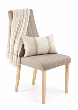 Beżowe klasyczne krzesło z weluru T9-D49 ze sklepu Edinos.pl w kategorii Krzesła - zdjęcie 189172604