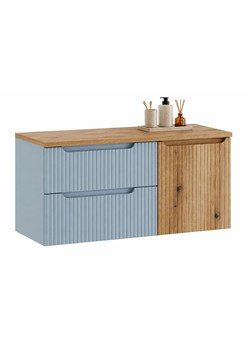 Niebieska wisząca szafka pod umywalkę z koszem na pranie C9-T89 ze sklepu Edinos.pl w kategorii Szafki i regały łazienkowe - zdjęcie 189172664