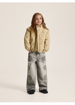 Reserved - Jeansy wide leg z haftem - szary ze sklepu Reserved w kategorii Spodnie dziewczęce - zdjęcie 189176252