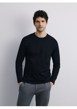 Reserved - Longsleeve z merceryzowanej bawełny - czarny ze sklepu Reserved w kategorii T-shirty męskie - zdjęcie 189176263