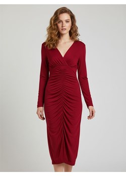 Sinsay - Sukienka midi z ozdobnym drapowaniem z przodu - czerwony ze sklepu Sinsay w kategorii Sukienki - zdjęcie 189176743