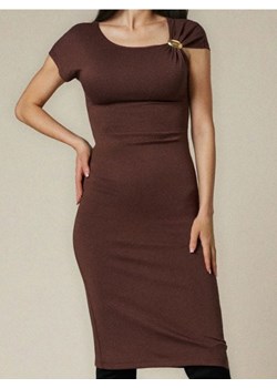 Sinsay - Sukienka midi z marszczeniami - bordowy ze sklepu Sinsay w kategorii Sukienki - zdjęcie 189180844