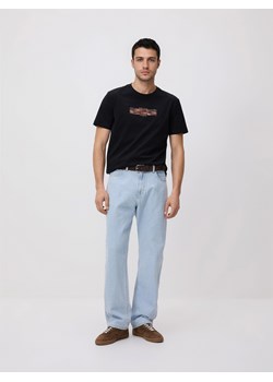 Reserved - T-shirt regular z bawełny merceryzowanej - czarny ze sklepu Reserved w kategorii T-shirty męskie - zdjęcie 189182032