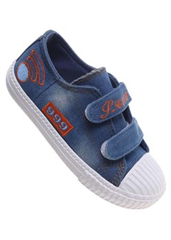 Chłopięce materiałowe trampki na rzepy niebieskie /A3-2 18752 T123/ ze sklepu Pantofelek24.pl w kategorii Trampki dziecięce - zdjęcie 189182194