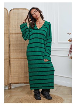 So Cachemire Sukienka dzianinowa "Dowell" w kolorze czarno-zielonym ze sklepu Limango Polska w kategorii Sukienki - zdjęcie 189183643