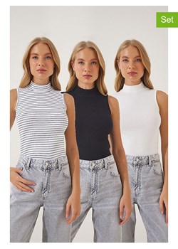Happiness Istanbul Topy (3 szt.) w kolorze czarno-białym ze sklepu Limango Polska w kategorii Bluzki damskie - zdjęcie 189184861