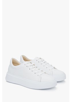 Estro: Białe trampki damskie z włoskiej skóry naturalnej Premium ze sklepu Estro w kategorii Trampki damskie - zdjęcie 189186533